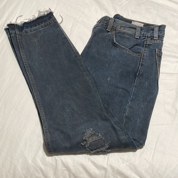 Levi 505C Dark Blue Distressed Jeans - Picture 5 of 16